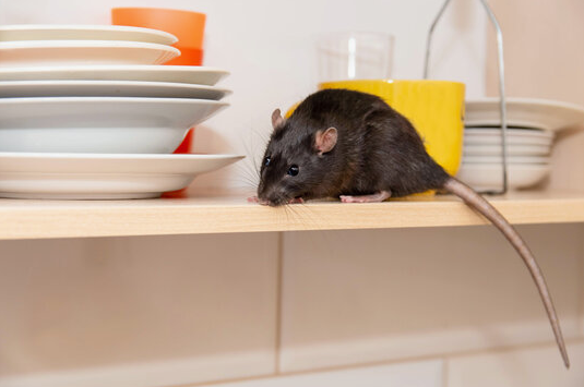 House mouse next to a wall gap inside an Illinois home